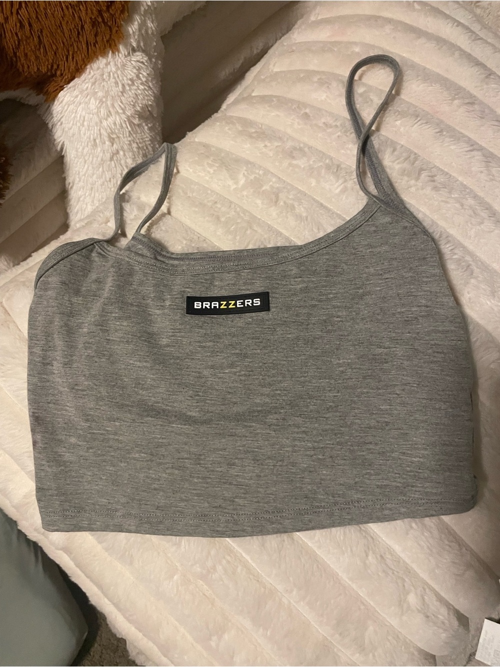 Grey Ribbed Crop Camisole - Women's Spaghetti Strap Tank
